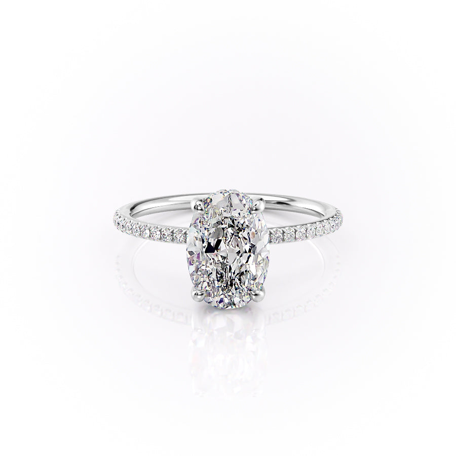The Pave Sarah Set With A 2.5 Carat Oval Lab Diamond