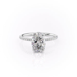 The Pave Sarah Set With A 1 Carat Oval Moissanite