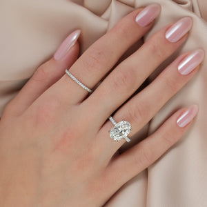 The Pave Sarah Set With A 3 Carat Oval Lab Diamond