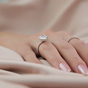 The Pave Sarah Set With A 3 Carat Oval Lab Diamond