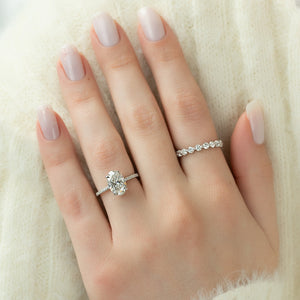The Pave Sarah Set With A 3 Carat Oval Lab Diamond