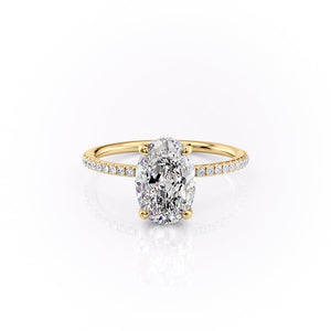 The Pave Sarah Set With A 3 Carat Oval Lab Diamond