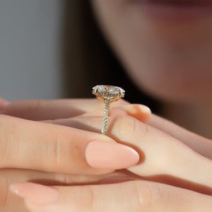 The Pave Sarah Set With A 1.5 Carat Oval Lab Diamond