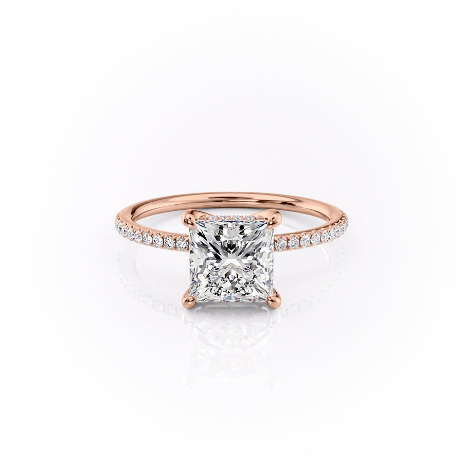 The Pave Sarah Set With A 4 Carat Princess Moissanite