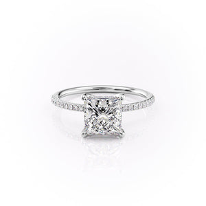 The Pave Sarah Set With A 1 Carat Princess Moissanite