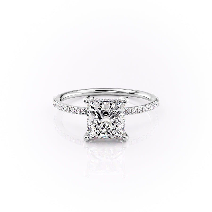 The Pave Sarah Set With A 5 Carat Princess Moissanite