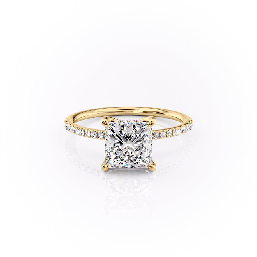 The Pave Sarah Set With A 2 Carat Princess Moissanite