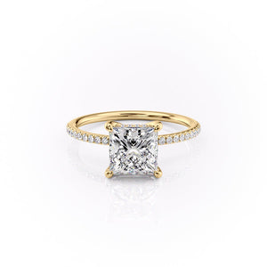 The Pave Sarah Set With A 1.5 Carat Princess Lab Diamond