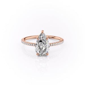 The Pave Sarah Set With A 2.5 Carat Pear Lab Diamond