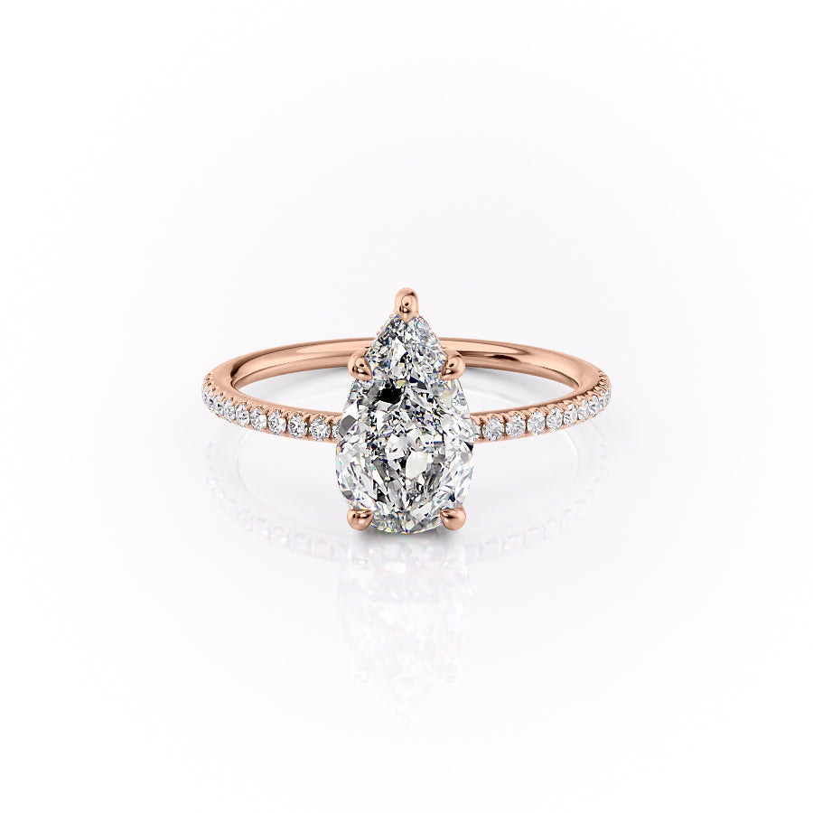 The Pave Sarah Set With A 3 Carat Pear Lab Diamond