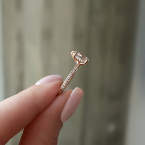 The Pave Sarah Set With A Pear Moissanite