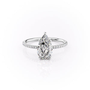 The Pave Sarah Set With A 1 Carat Pear Lab Diamond