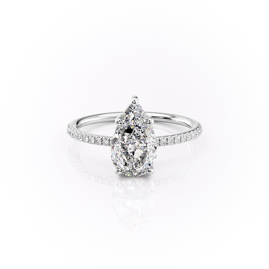 The Pave Sarah Set With A 2 Carat Pear Moissanite