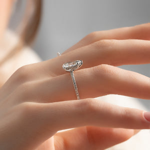 The Pave Sarah Set With A 1.5 Carat Pear Lab Diamond