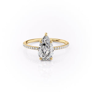 The Pave Sarah Set With A 1 Carat Pear Lab Diamond