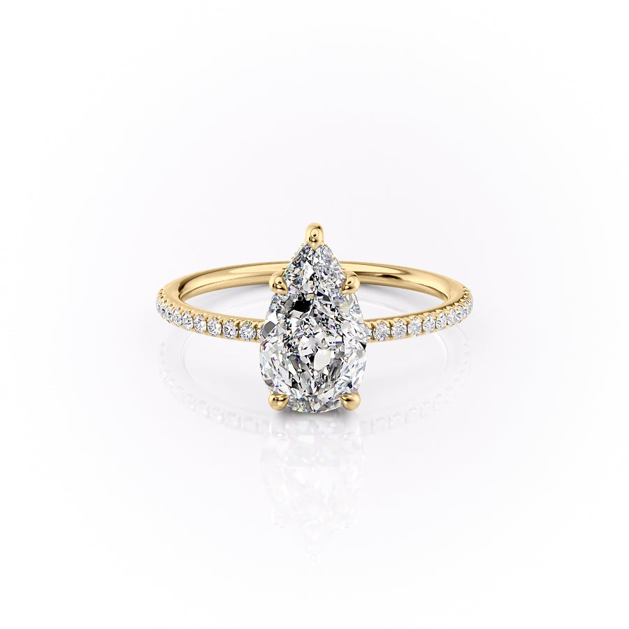 The Pave Sarah Set With A 1 Carat Pear Moissanite