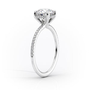 The Pave Sarah Set With A 3 Carat Elongated Cushion Moissanite