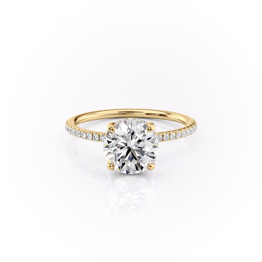 The Pave Sarah Set With A 3 Carat Round Moissanite