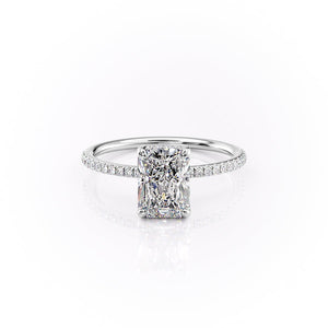 The Pave Sarah Set With A 1 Carat Radiant Moissanite