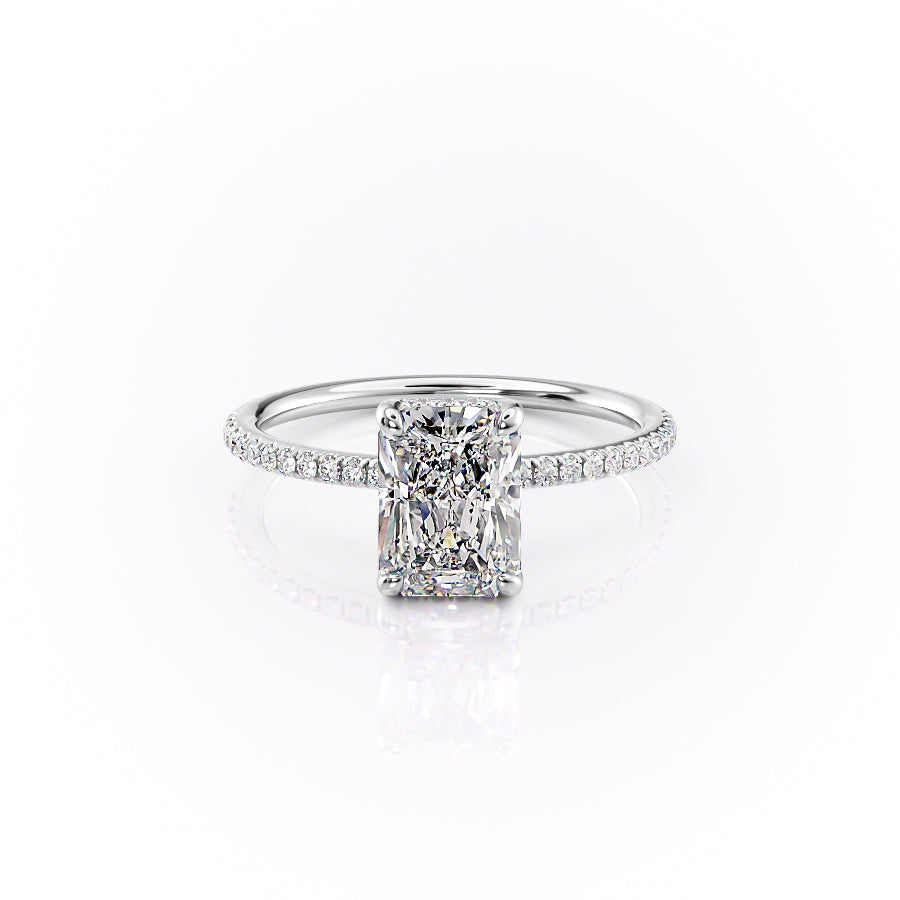 The Pave Sarah Set With A 2.5 Carat Radiant Lab Diamond