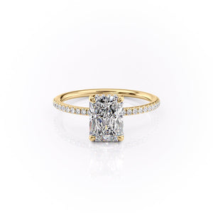 The Pave Sarah Set With A 2 Carat Radiant Moissanite