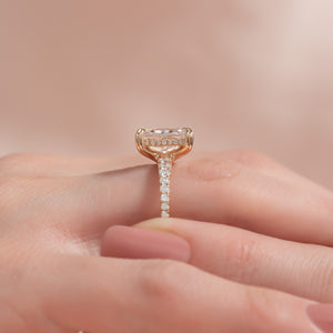 The Pave Sarah Set With A 2.5 Carat Radiant Lab Diamond