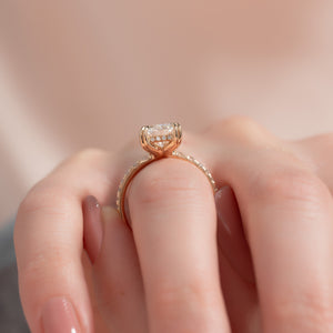 The Pave Sarah Set With A 2.5 Carat Radiant Lab Diamond