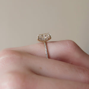 The Pave Sarah Set With A Radiant Lab Diamond