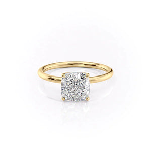 The Lily Set With A 1 Carat Cushion Lab Diamond
