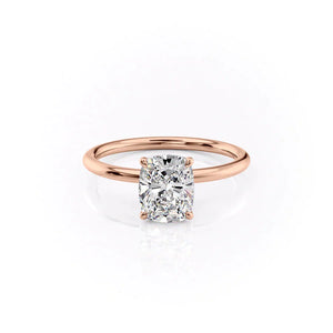 The Lily Set With A 2 Carat Elongated Cushion Lab Diamond