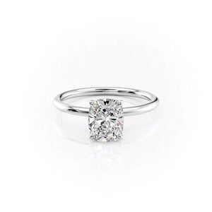 The Lily Set With A 2 Carat Elongated Cushion Lab Diamond