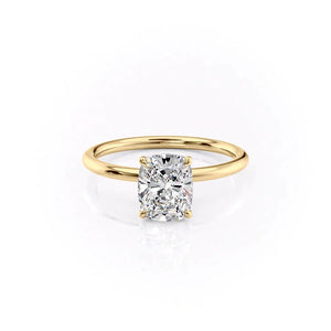 The Lily Set With A 2 Carat Elongated Cushion Moissanite