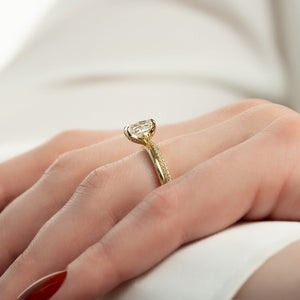 The Lily Set With A 3 Carat Elongated Cushion Moissanite