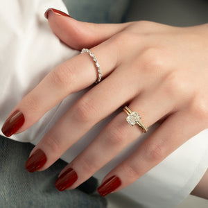 The Lily Set With A 3 Carat Elongated Cushion Moissanite