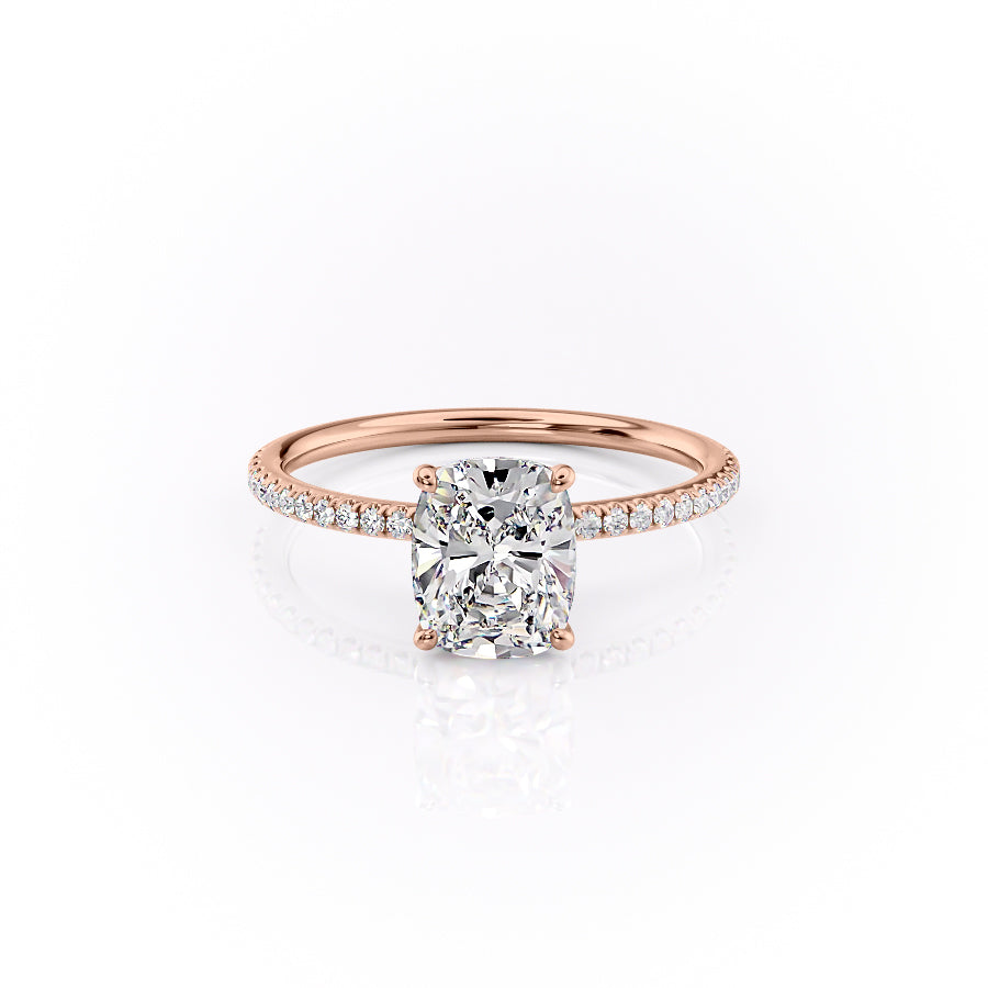 The Pave Lily Set With A 3 Carat Elongated Cushion Lab Diamond