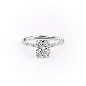 The Pave Lily Set With A 3 Carat Elongated Cushion Lab Diamond