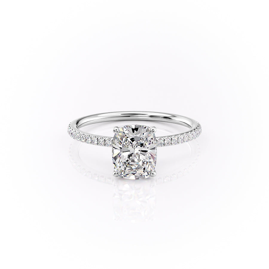 The Pave Lily Set With A 2.5 Carat Elongated Cushion Lab Diamond