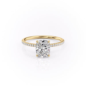 The Pave Lily Set With A 1 Carat Elongated Cushion Lab Diamond