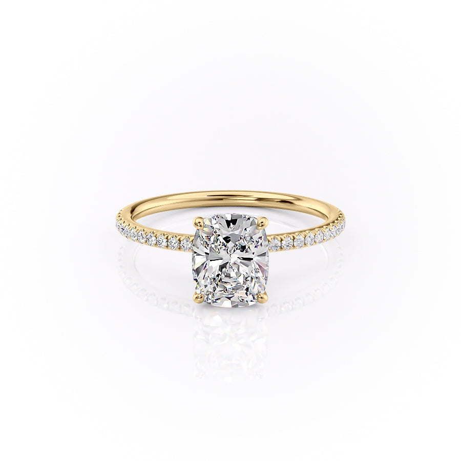 The Pave Lily Set With A 4 Carat Elongated Cushion Moissanite