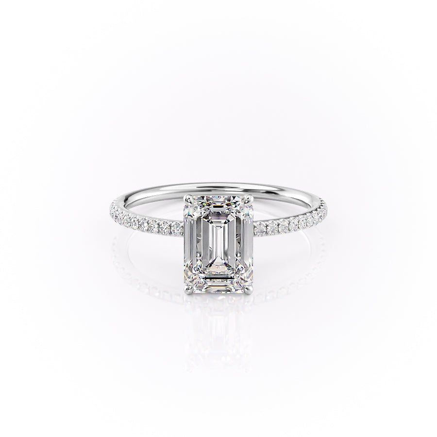 The Pave Lily Set With A 1.5 Carat Emerald Lab Diamond