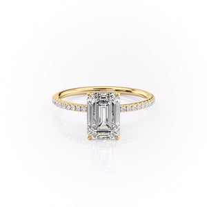 The Pave Lily Set With A 2 Carat Emerald Lab Diamond