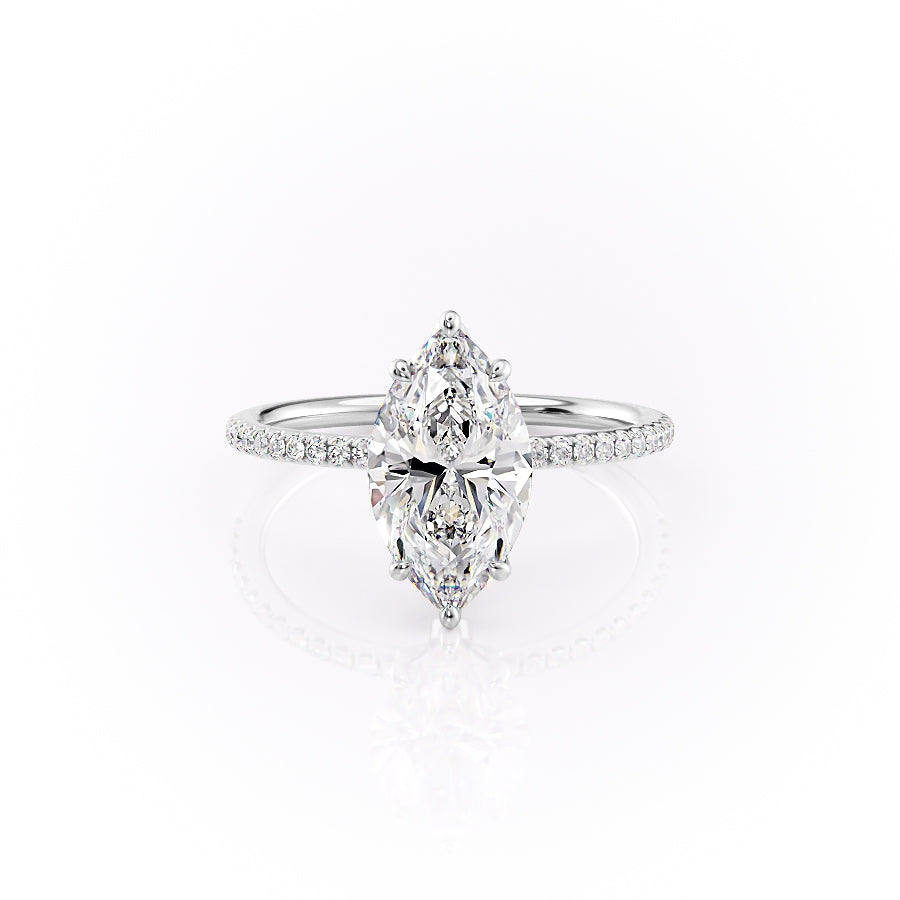 The Pave Lily Set With A 1 Carat Marquise Lab Diamond