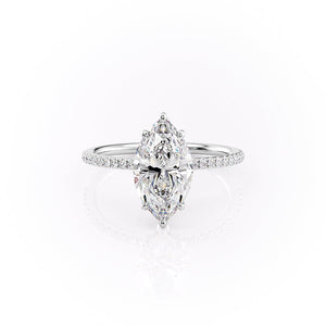 The Pave Lily Set With A 1 Carat Marquise Lab Diamond