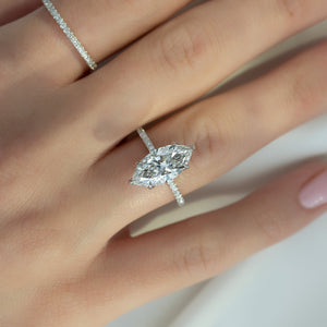 The Pave Lily Set With A 3 Carat Marquise Lab Diamond