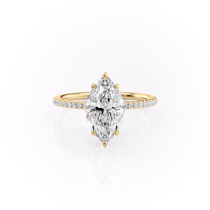 The Pave Lily Set With A 1.5 Carat Marquise Lab Diamond