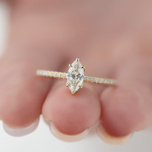The Pave Lily Set With A 1 Carat Marquise Lab Diamond