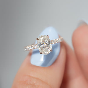 The Pave Lily Set With A Oval Lab Diamond