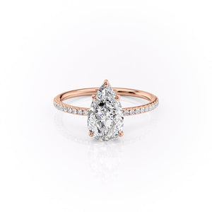The Pave Lily Set With A 1 Carat Pear Lab Diamond