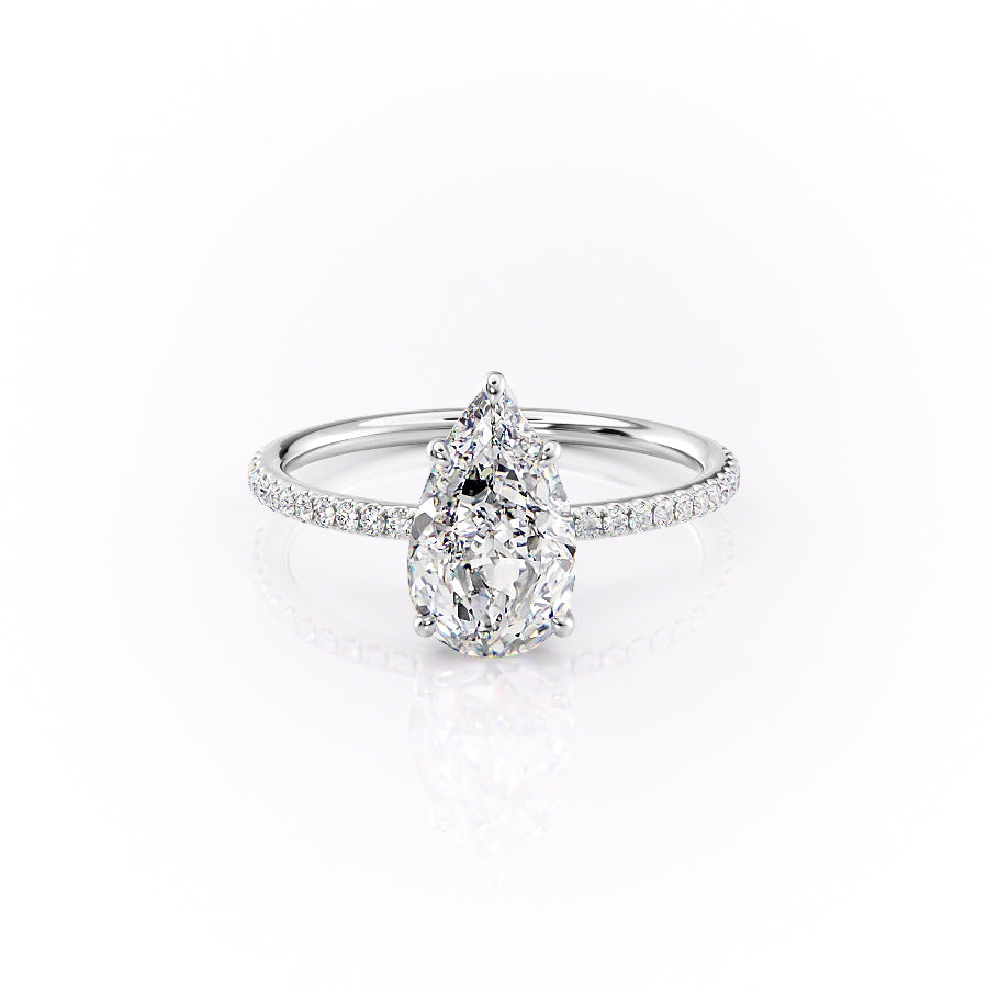 The Pave Lily Set With A 1 Carat Pear Lab Diamond