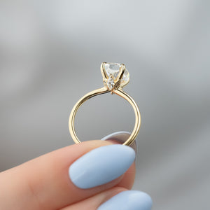 The Luna Set With A 2 Carat Elongated Cushion Moissanite